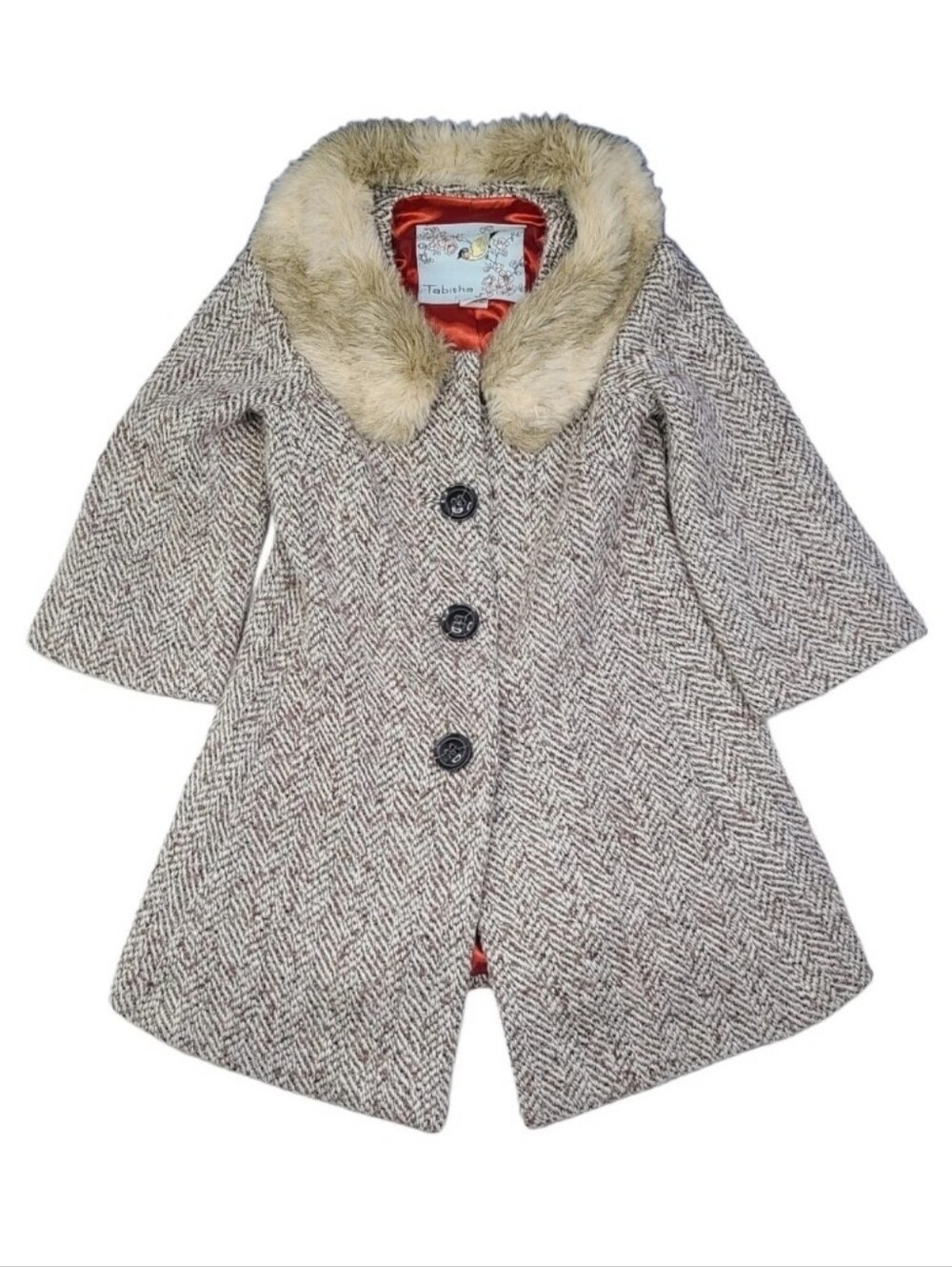 Tabitha Anthropologie Penny Lane Coat Jacket Women’s 0 Wool Blend Faux Fur Neck